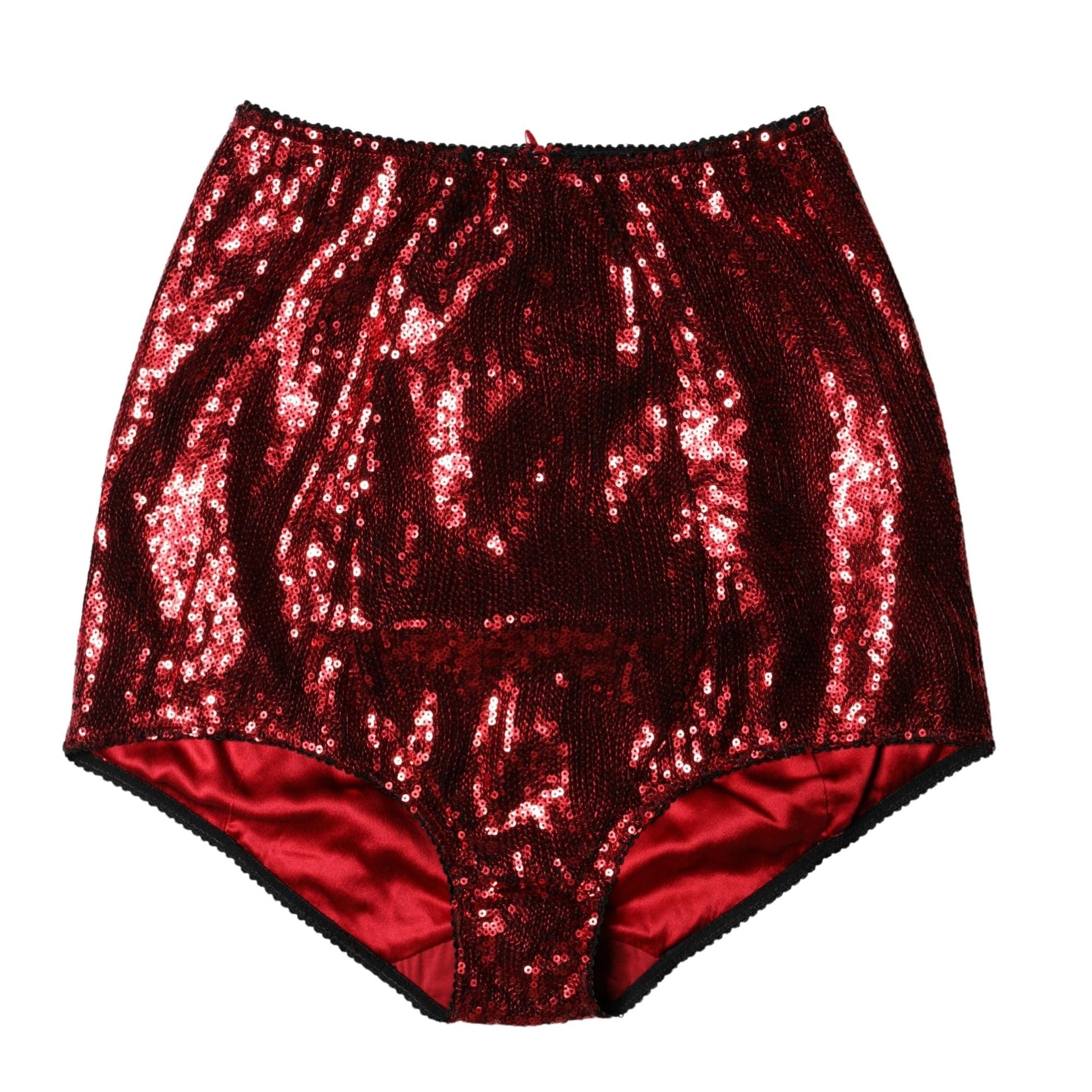Dolce & Gabbana Red Sequin Embellished High Waist Girdle Underwear
