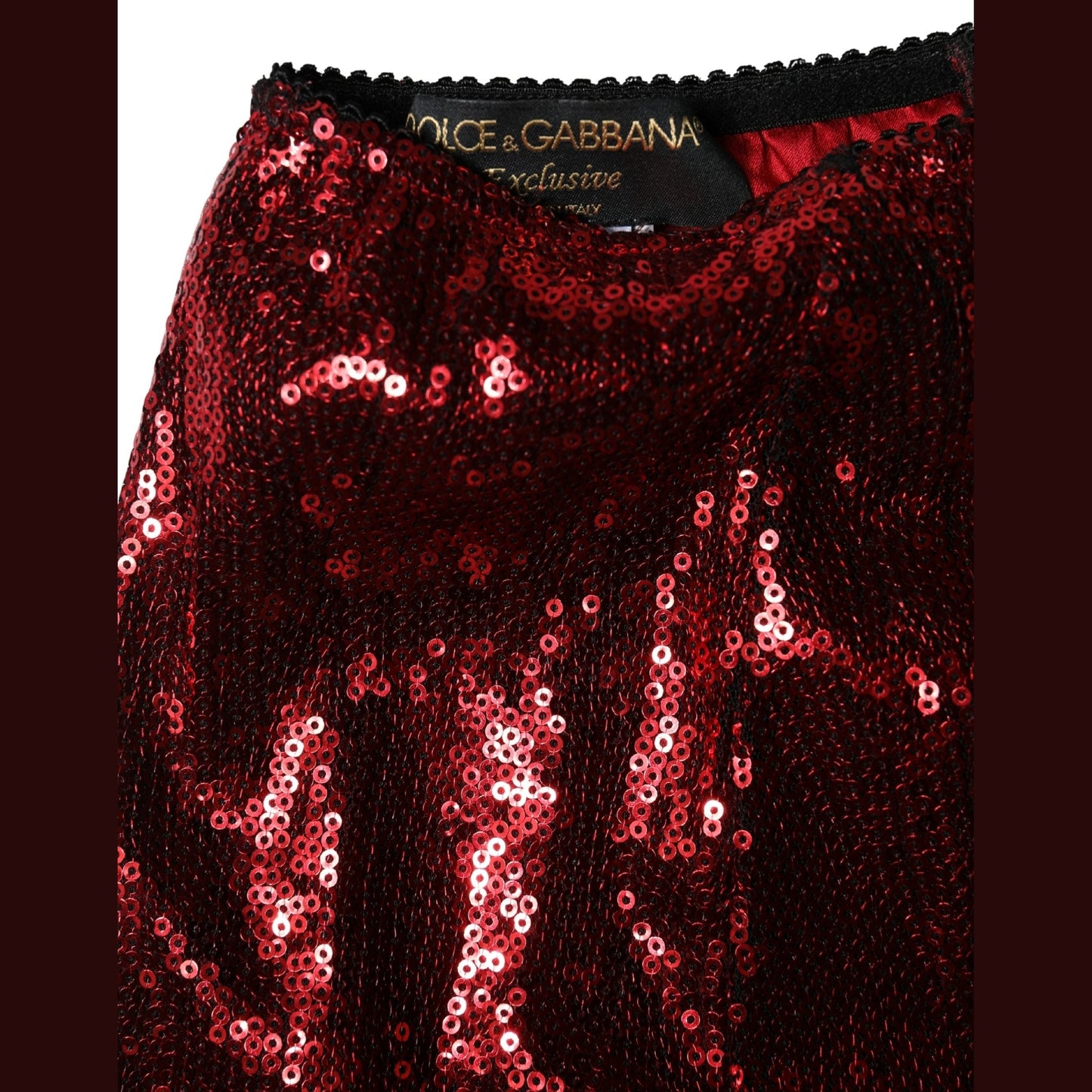 Dolce & Gabbana Red Sequin Embellished High Waist Girdle Underwear
