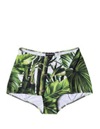 Dolce & Gabbana Green Leaf Print High-Waisted Girdle Beachwear - Eljoys Fashion 