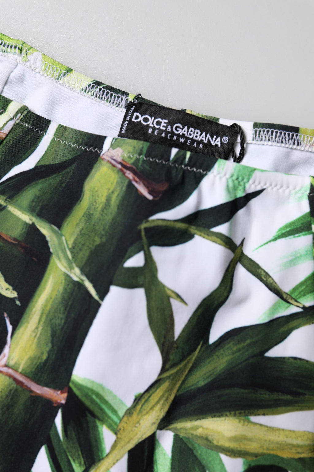 Dolce & Gabbana Green Leaf Print High-Waisted Girdle Beachwear - Eljoys Fashion 