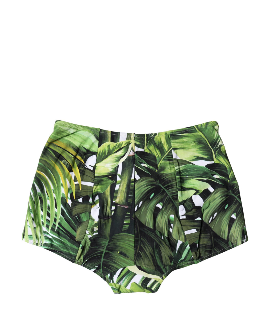 Dolce & Gabbana Green Leaf Print High-Waisted Girdle Beachwear - Eljoys Fashion 
