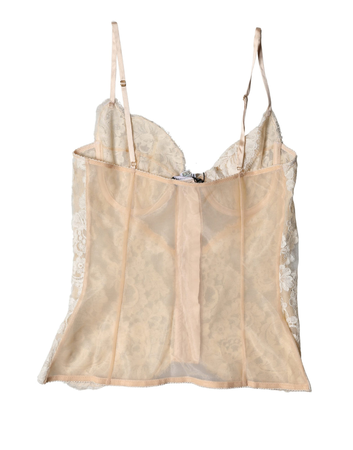 Dolce & Gabbana Beige Floral Lace Corset Lingerie Underwear - Eljoys Fashion 