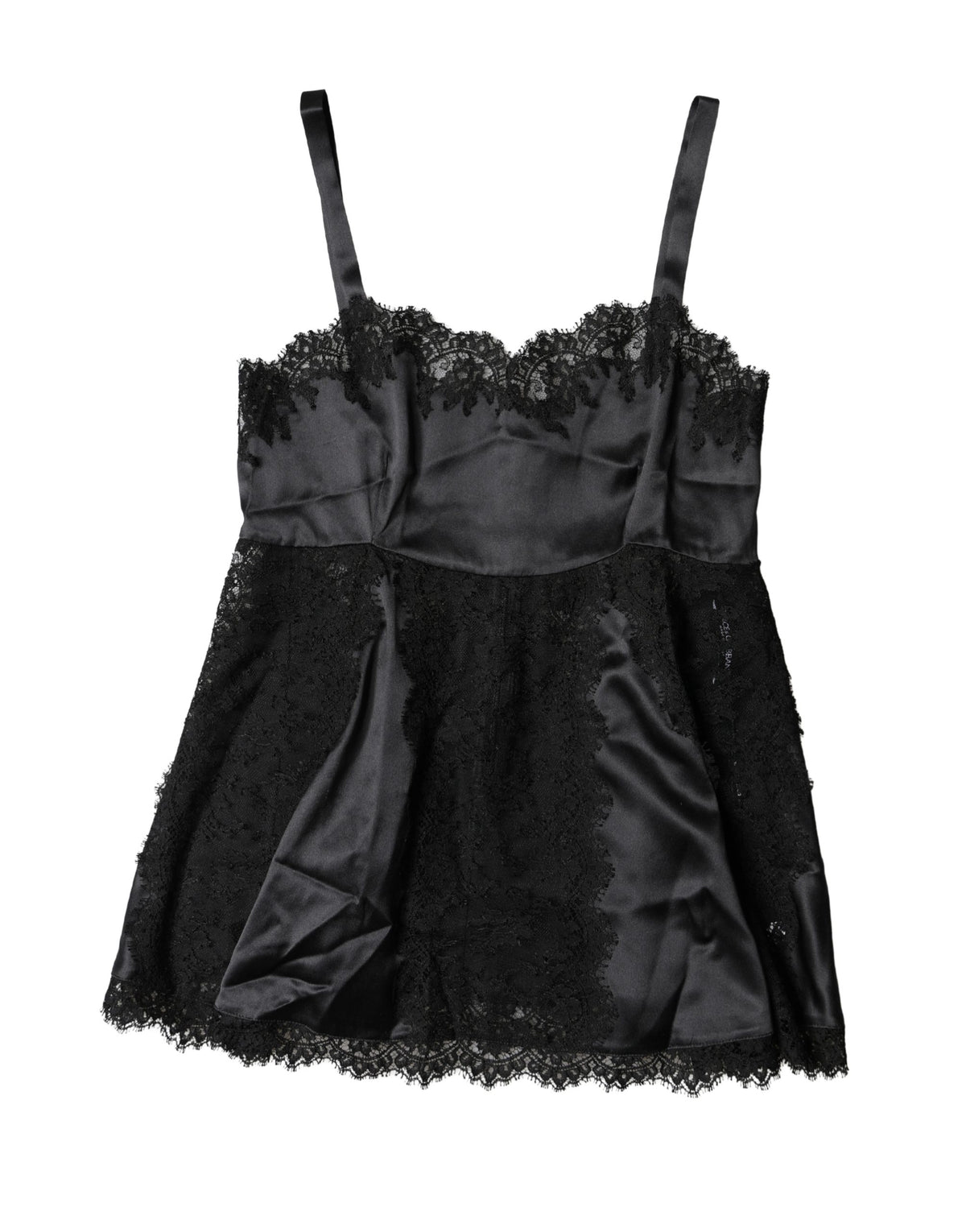 Dolce & Gabbana Black Silk Lace Trim Lingerie Top Underwear - Eljoys Fashion 