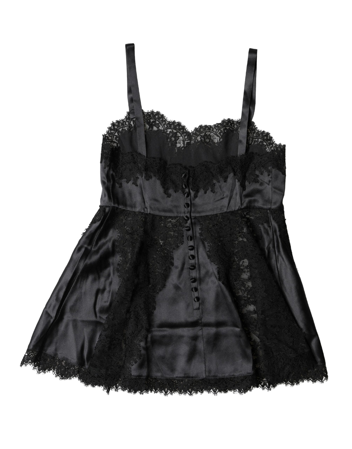 Dolce & Gabbana Black Silk Lace Trim Lingerie Top Underwear - Eljoys Fashion 