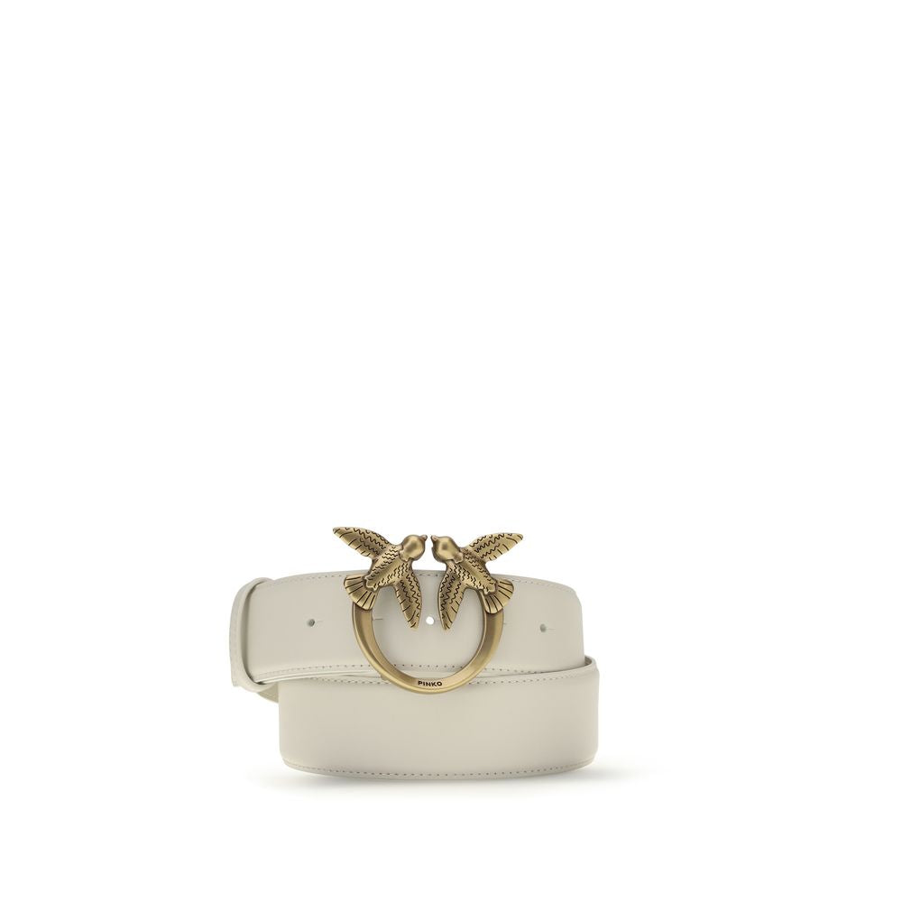 PINKO White Calf Leather Bos Taurus Regular Belt PINKO