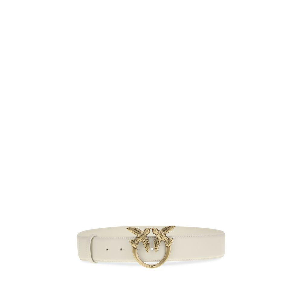 PINKO White Calf Leather Bos Taurus Regular Belt PINKO