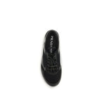 Prada black polyester athletic sneakers with sleek design and sporty laces, ideal for casual and athletic wear.