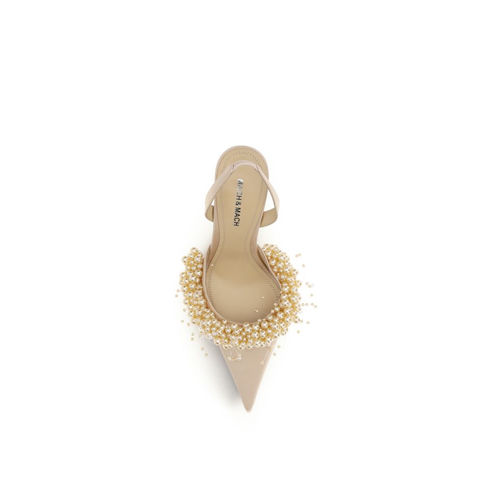 MACH & MACH Beige Silk High Heel Pumps MACH & MACH