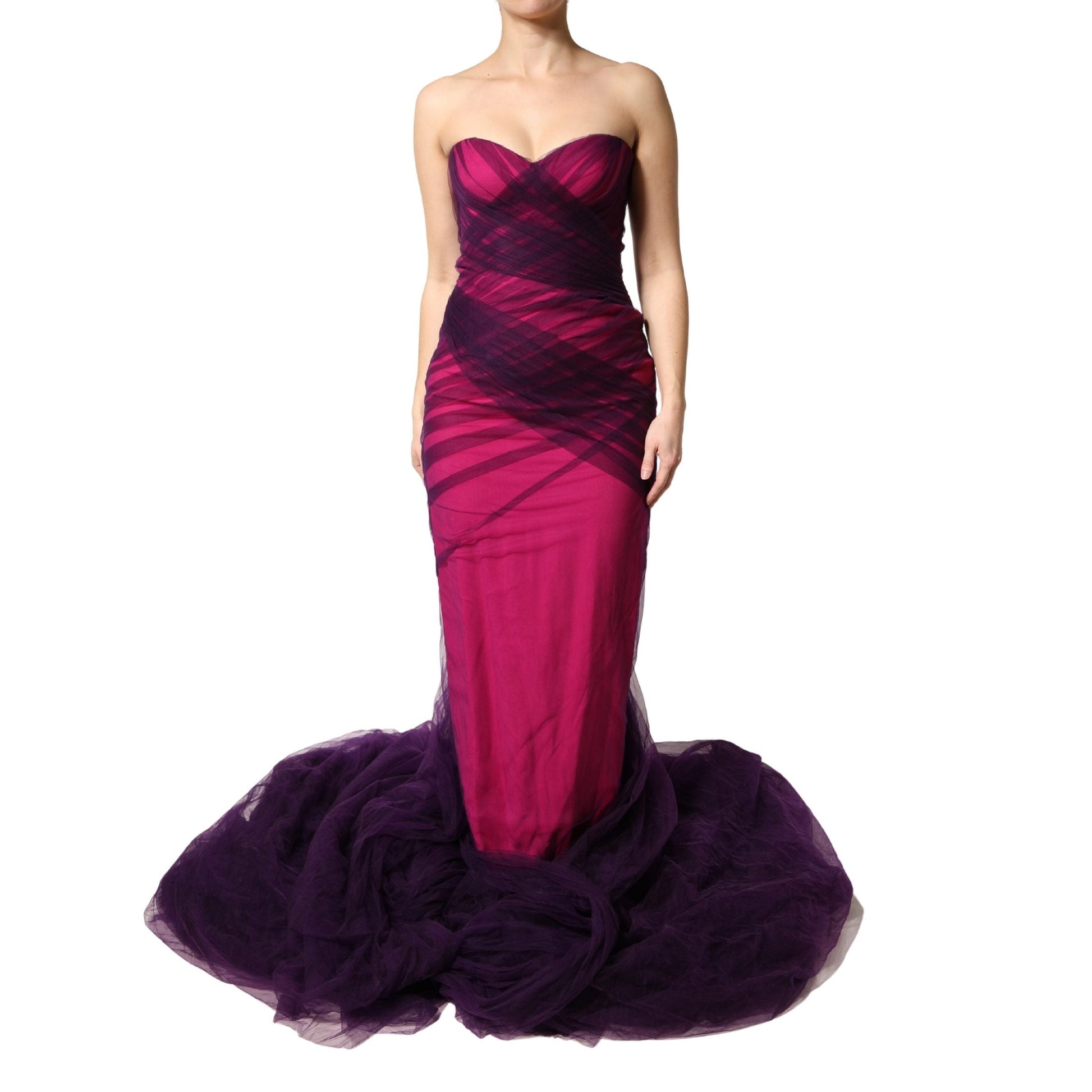 Dolce & Gabbana Pink Black Strapless Sheath Mermaid Dress
