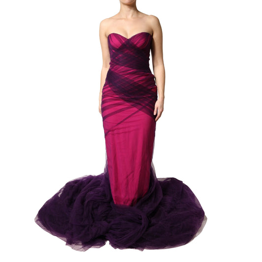 Dolce & Gabbana Pink Black Strapless Sheath Mermaid Dress