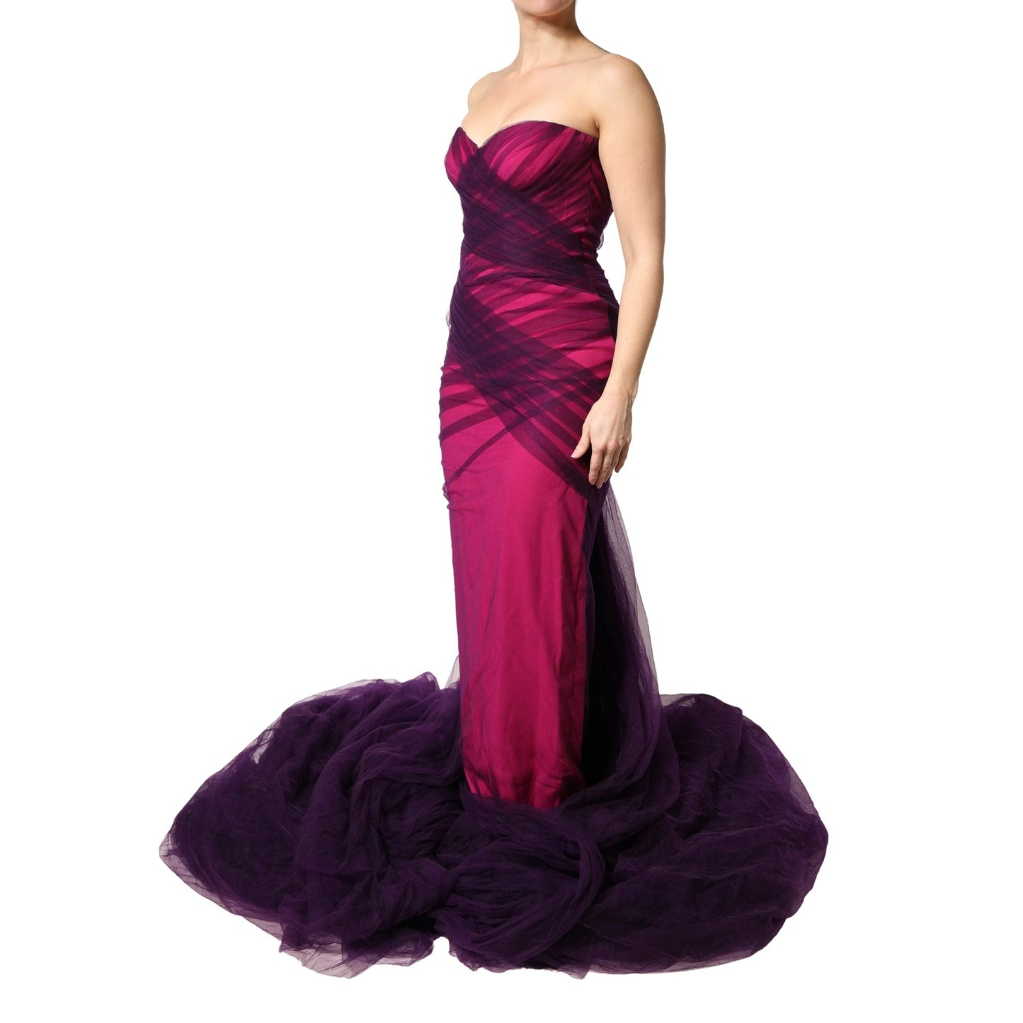 Dolce & Gabbana Pink Black Strapless Sheath Mermaid Dress