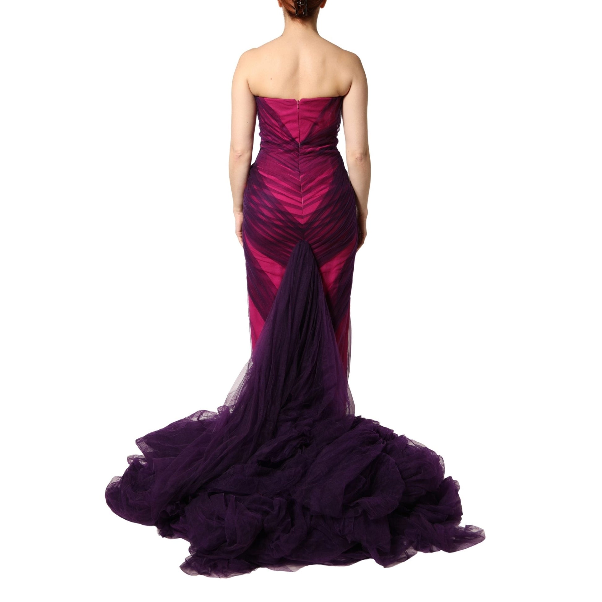 Dolce & Gabbana Pink Black Strapless Sheath Mermaid Dress