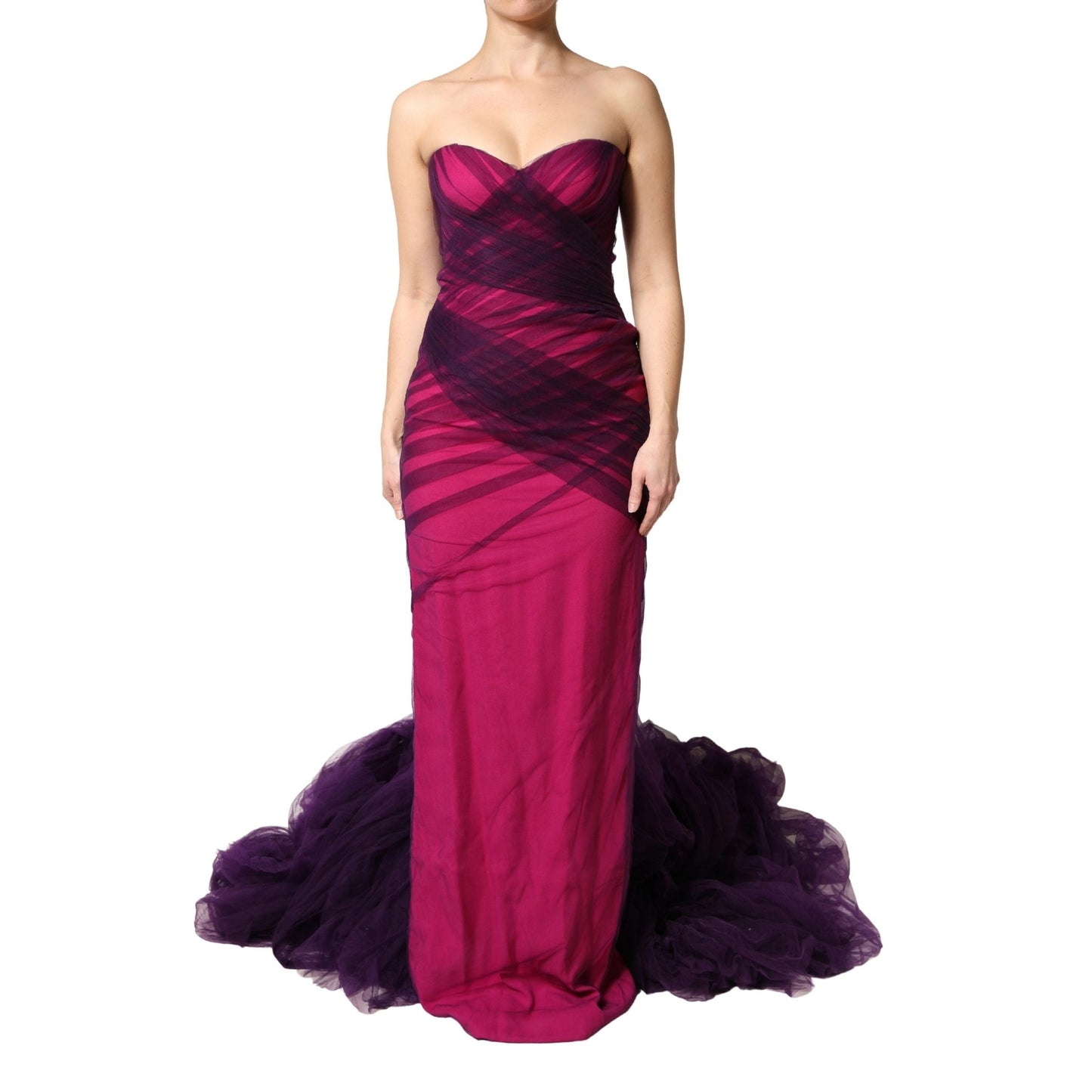 Dolce & Gabbana Pink Black Strapless Sheath Mermaid Dress