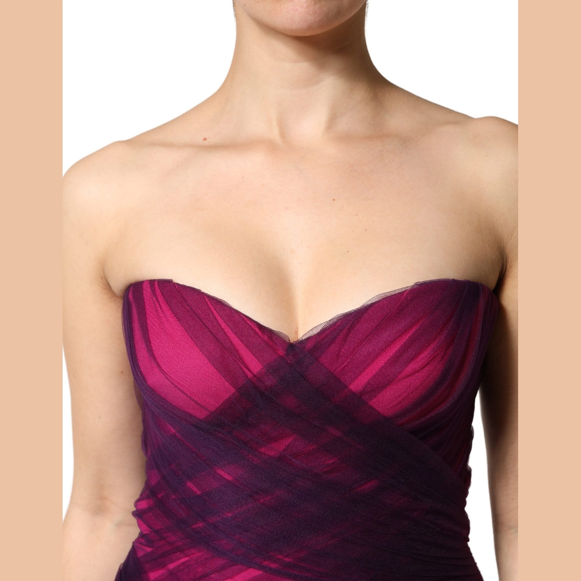 Dolce & Gabbana Pink Black Strapless Sheath Mermaid Dress