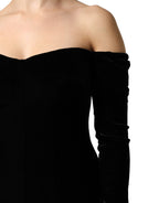 Dolce & Gabbana Black Off Shoulder Bodycon Long Gown Dress - Eljoys Fashion 