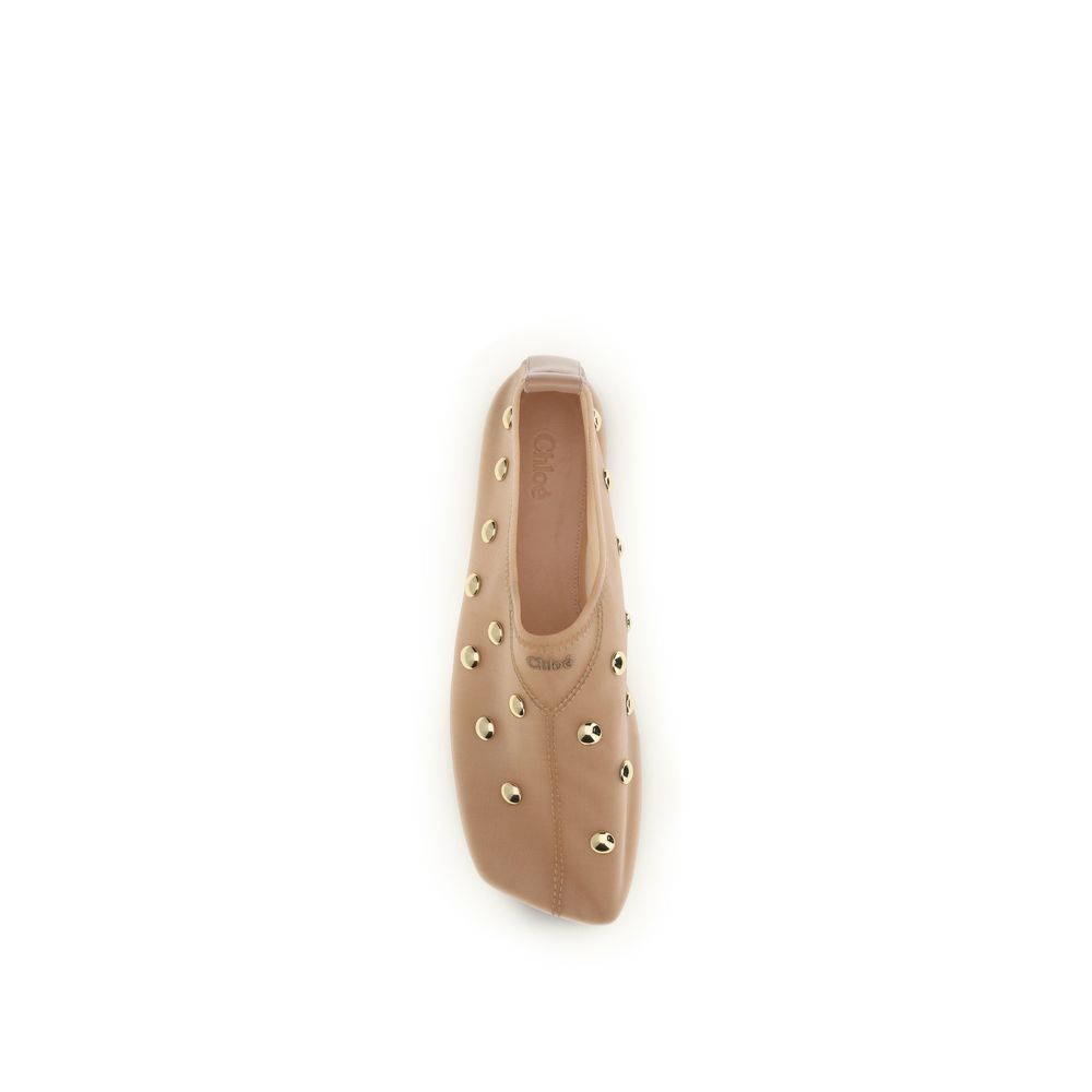 Chloé multicolor polyamide ballet flats with rounded toe and floral pattern, stylish and comfortable women's footwear.