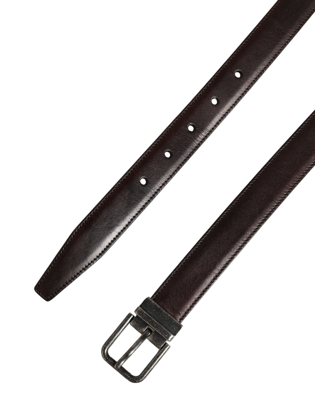 Dolce & Gabbana Men Brown Classic Leather Metal Buckle Belt Dolce & Gabbana