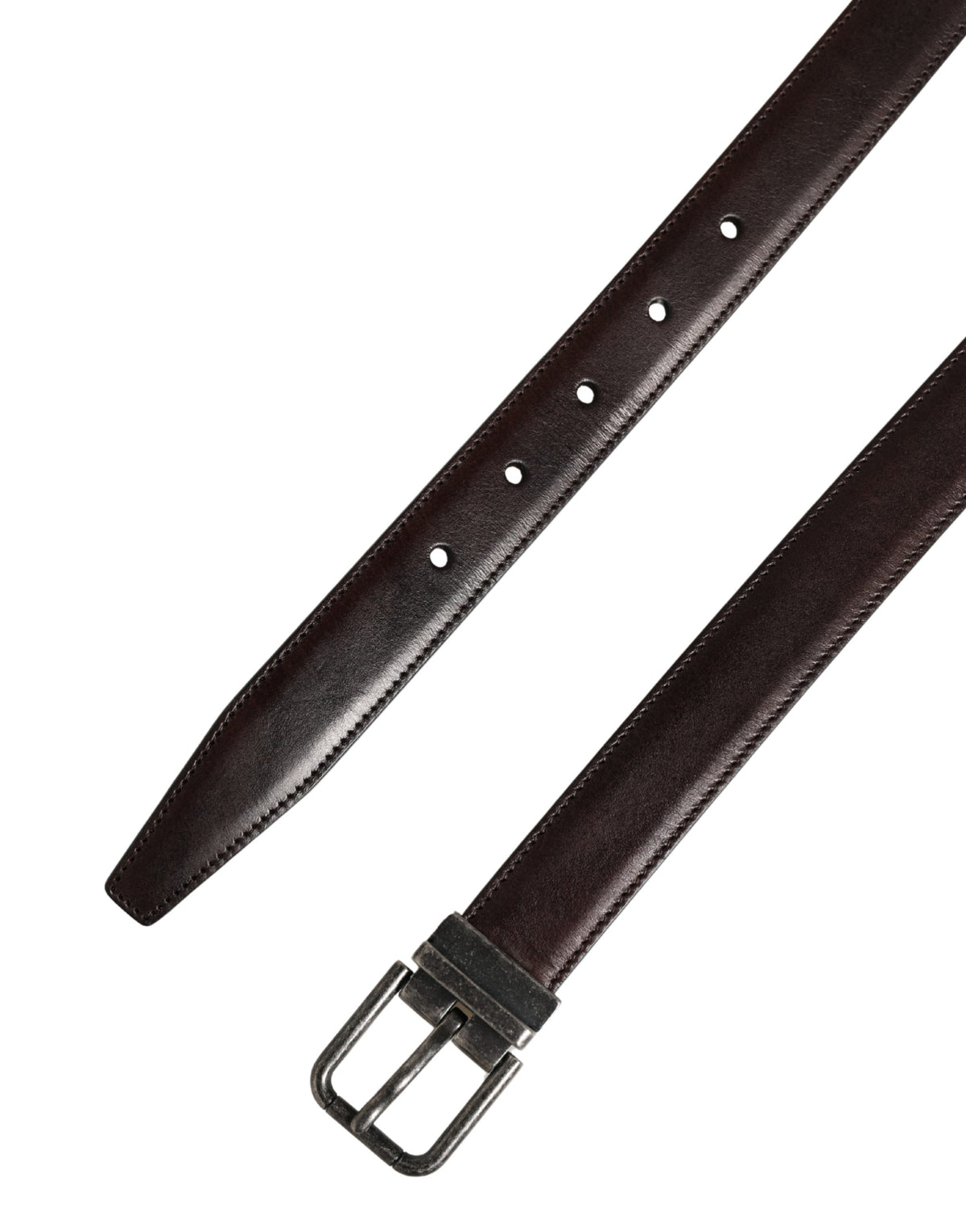 Dolce & Gabbana Men Brown Classic Leather Metal Buckle Belt Dolce & Gabbana
