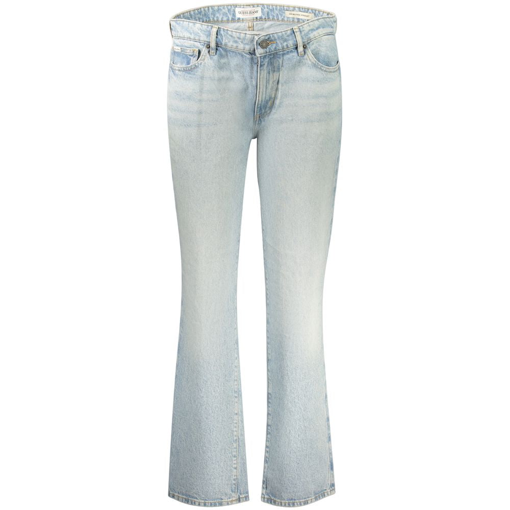 Light blue Guess Jeans cotton women’s jeans with classic five-pocket design and straight-leg cut.