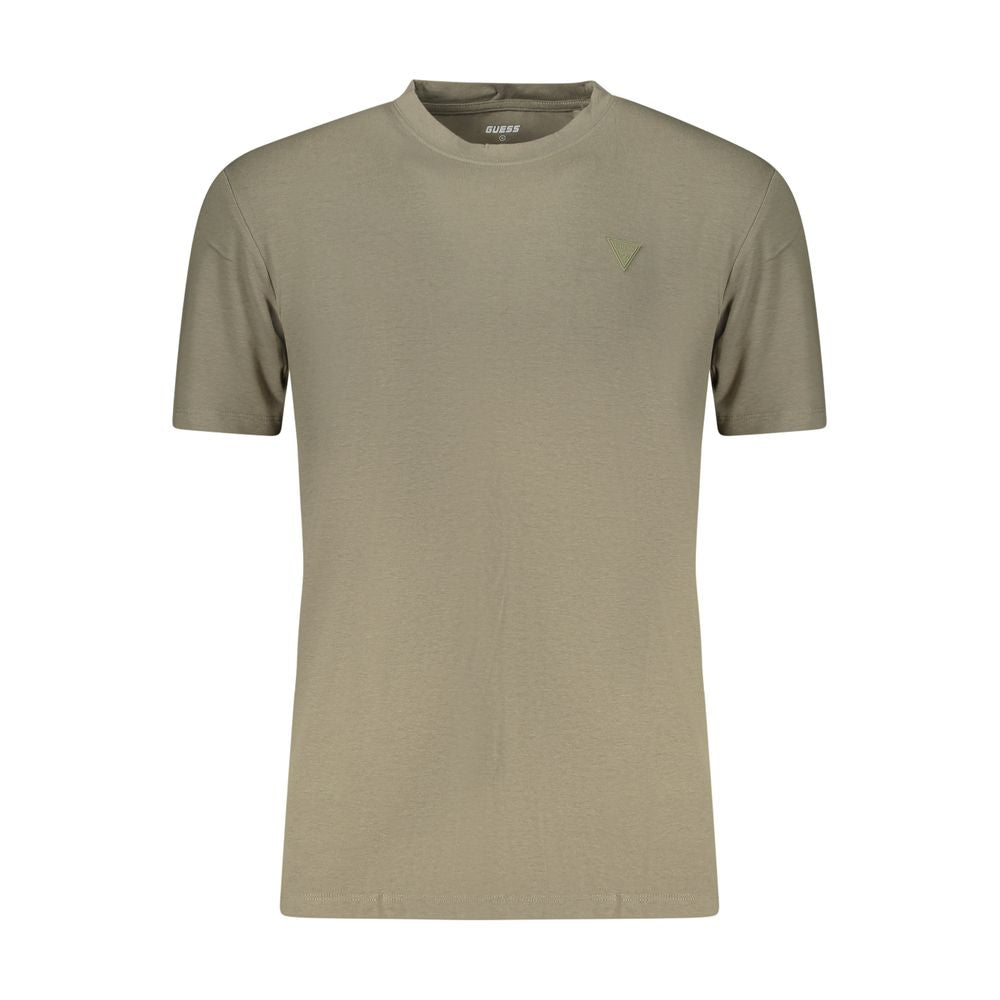 Guess Jeans Verde cotton men's T-shirt displayed flat with crew neck and short sleeves, featuring the Guess logo on the chest.
