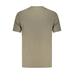 Guess Jeans Verde cotton men's T-shirt with round neckline and short sleeves, casual style, displayed on a hanger.