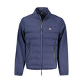 Norway 1963 blue polyester men's jacket showing front view with collar and full zipper, casual outerwear for men.