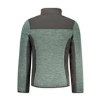 Norway 1963 Verde polyester men's jacket with a zip-up front and stand collar, displayed on a hanger.