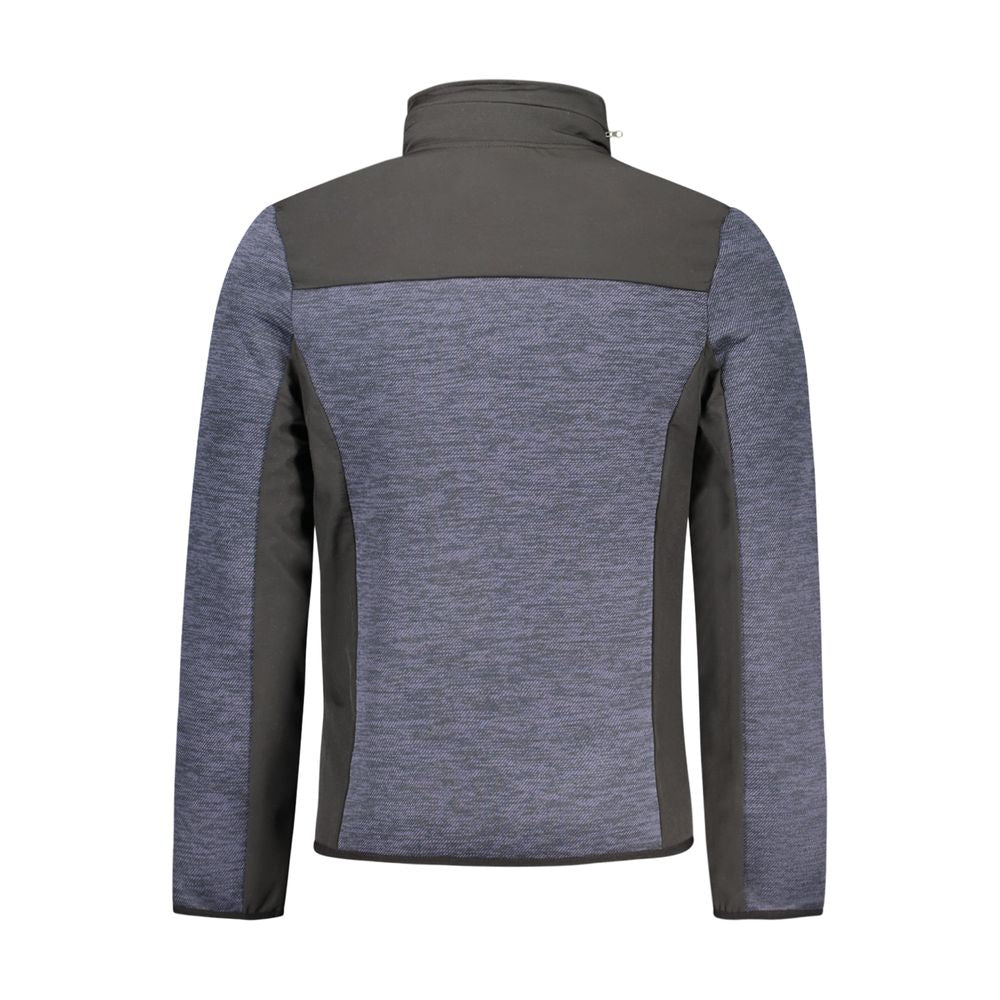 Norway 1963 men's blue polyester jacket with a front zipper and collar, displayed on a hanger.