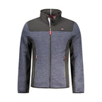 Norway 1963 men's blue polyester jacket with a classic fit, featuring a collar and front button closure.