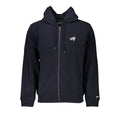 Tommy Hilfiger blue cotton men's hooded sweatshirt with front pocket and adjustable drawstrings, casual and comfortable fit.