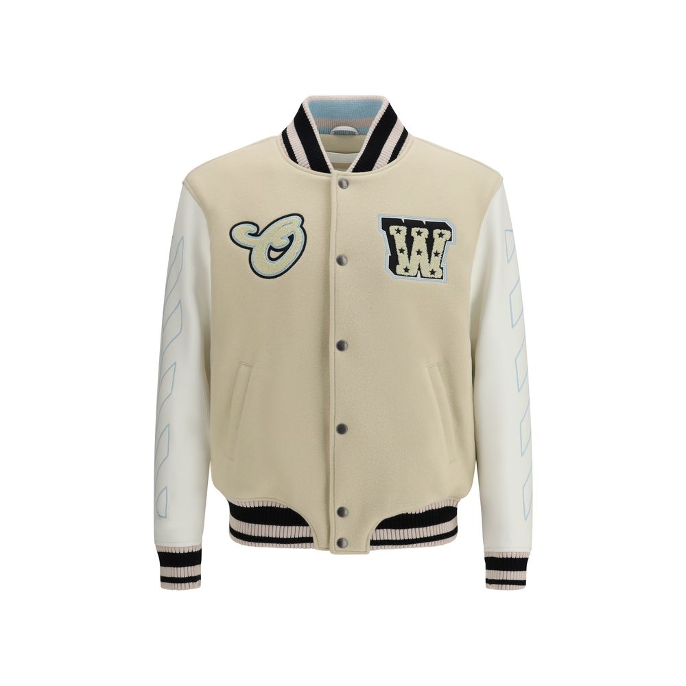 Off-White Beige Wool Oves Aries Bomber Off-White
