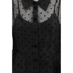 Ganni black recycled polyester patterned shirt with a relaxed fit, featuring a button-up front and stylish design.