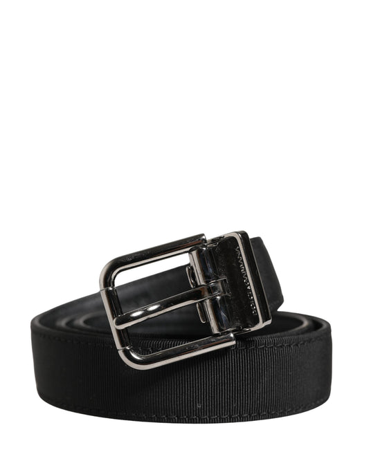 Dolce & Gabbana Men Black Viscose Leather Metal Buckle Belt Dolce & Gabbana