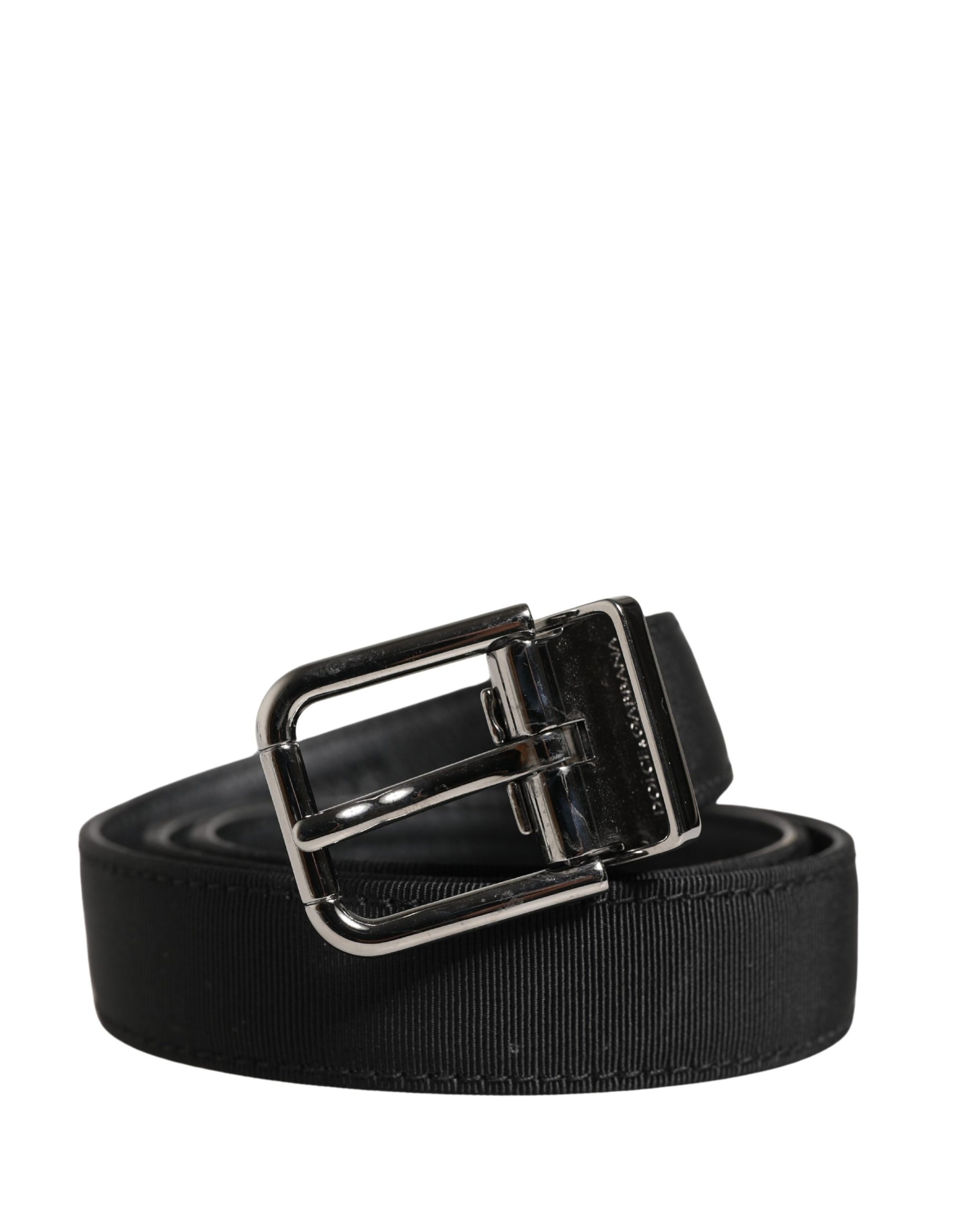 Dolce & Gabbana Men Black Viscose Leather Metal Buckle Belt Dolce & Gabbana