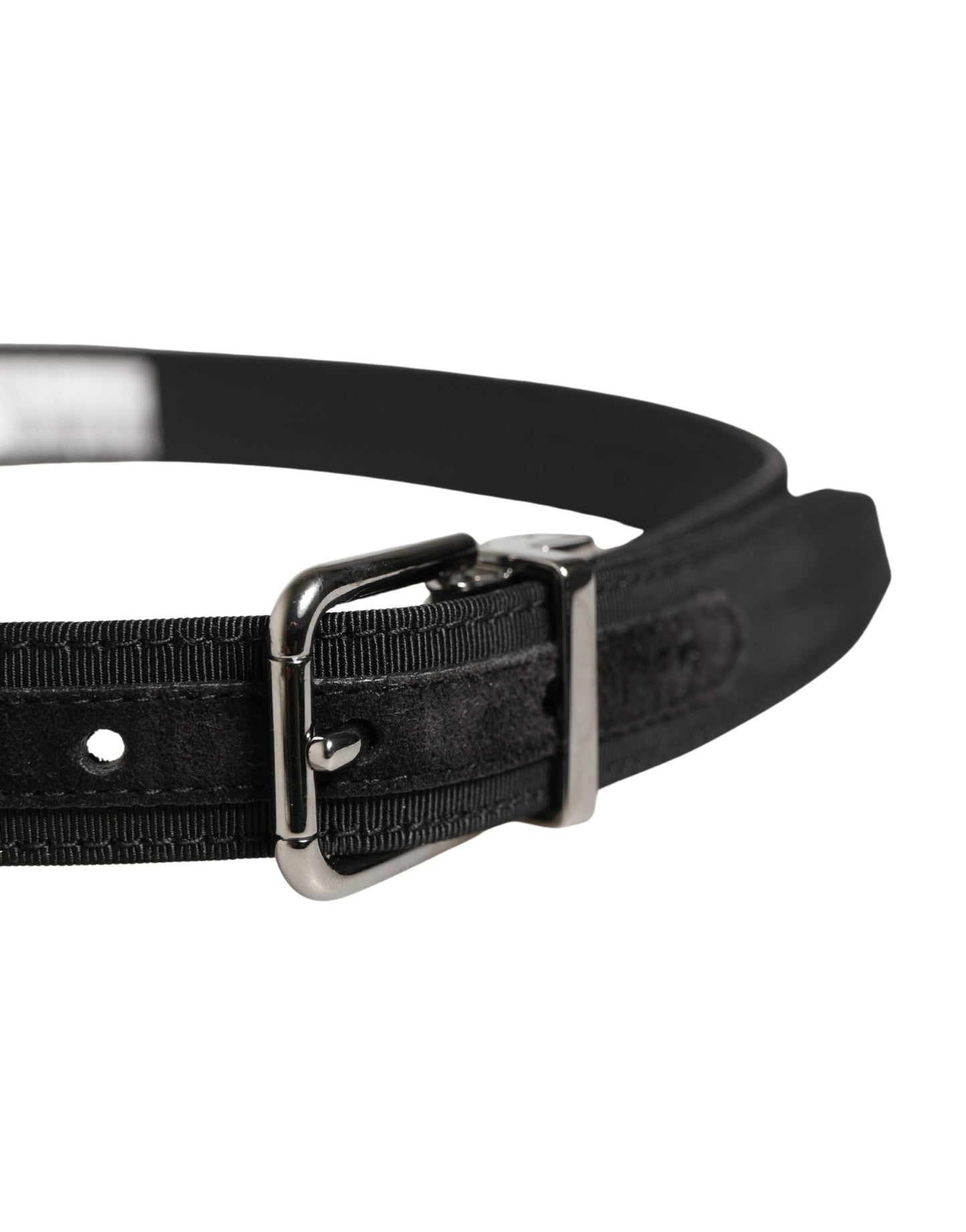 Dolce & Gabbana Men Black Viscose Leather Metal Buckle Belt Dolce & Gabbana