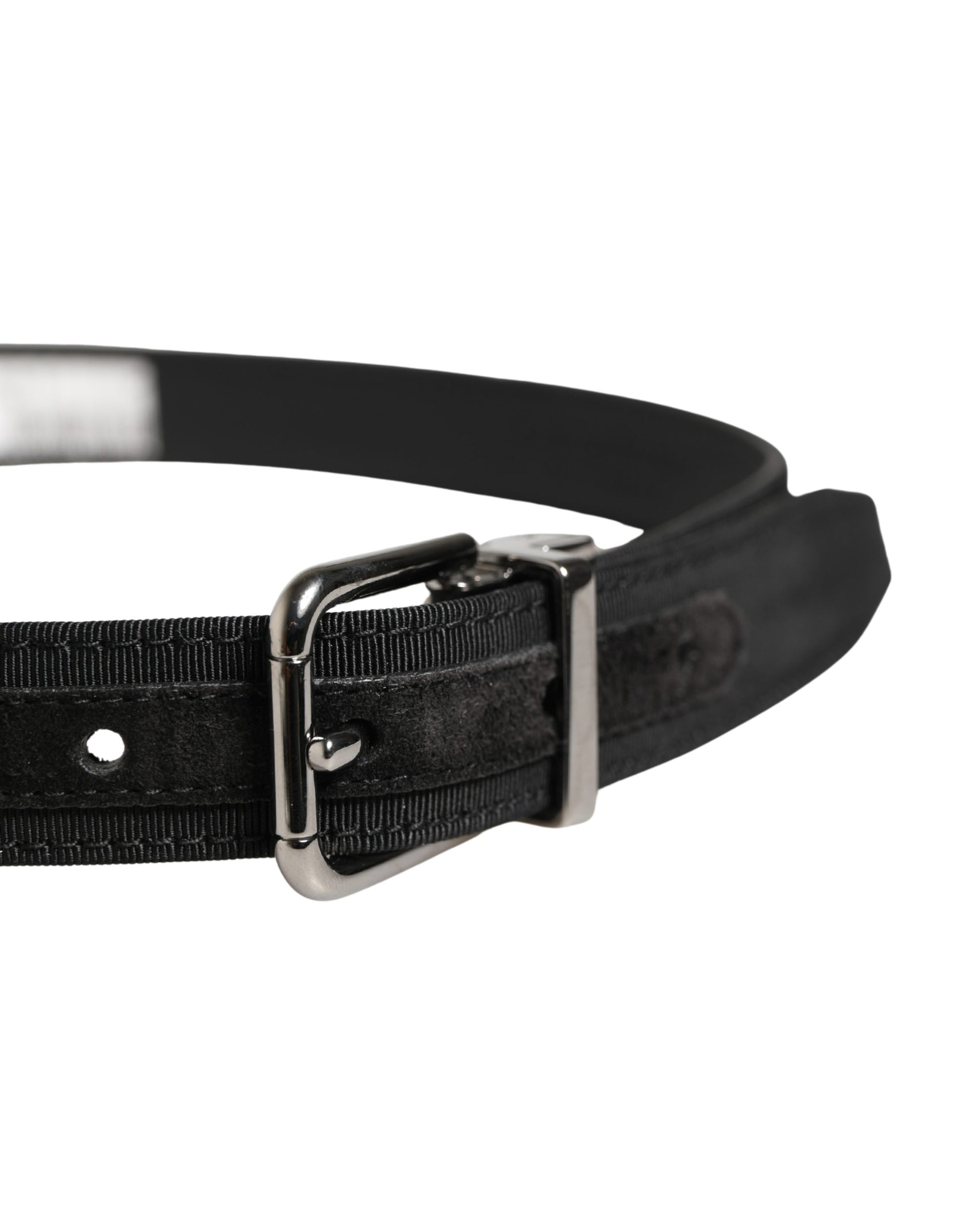 Dolce & Gabbana Men Black Viscose Leather Metal Buckle Belt Dolce & Gabbana