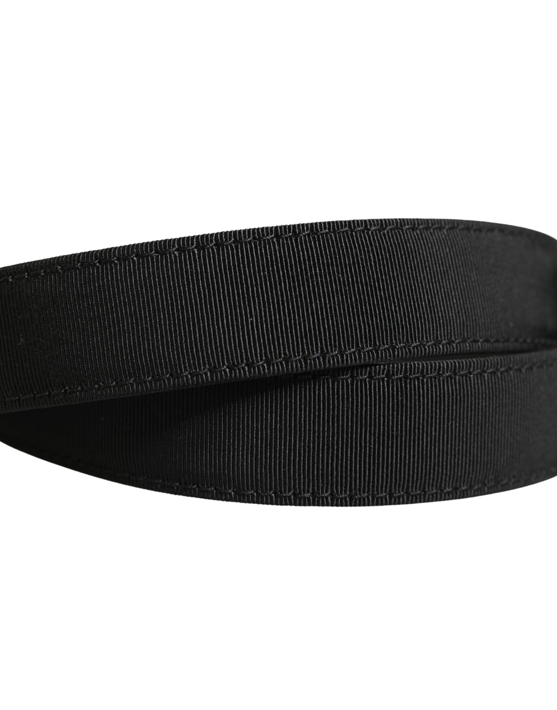 Dolce & Gabbana Men Black Viscose Leather Metal Buckle Belt Dolce & Gabbana