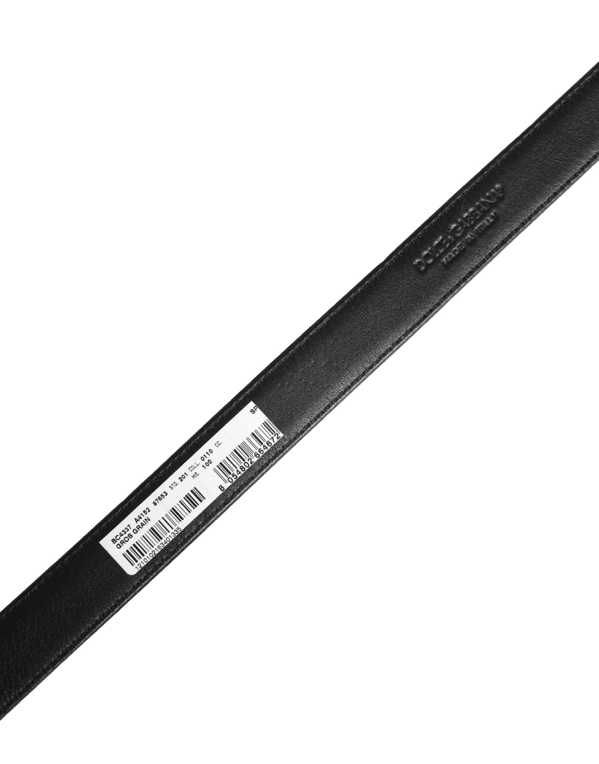 Dolce & Gabbana Men Black Viscose Leather Metal Buckle Belt Dolce & Gabbana