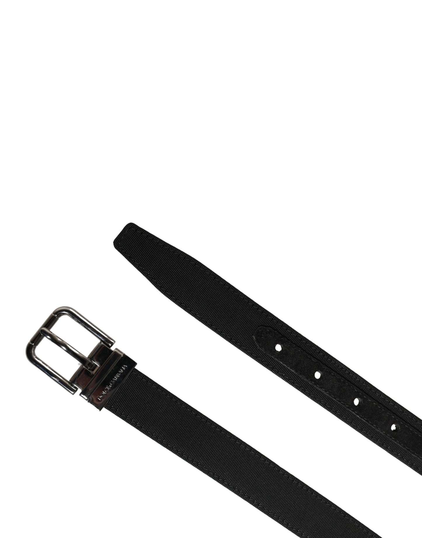 Dolce & Gabbana Men Black Viscose Leather Metal Buckle Belt Dolce & Gabbana
