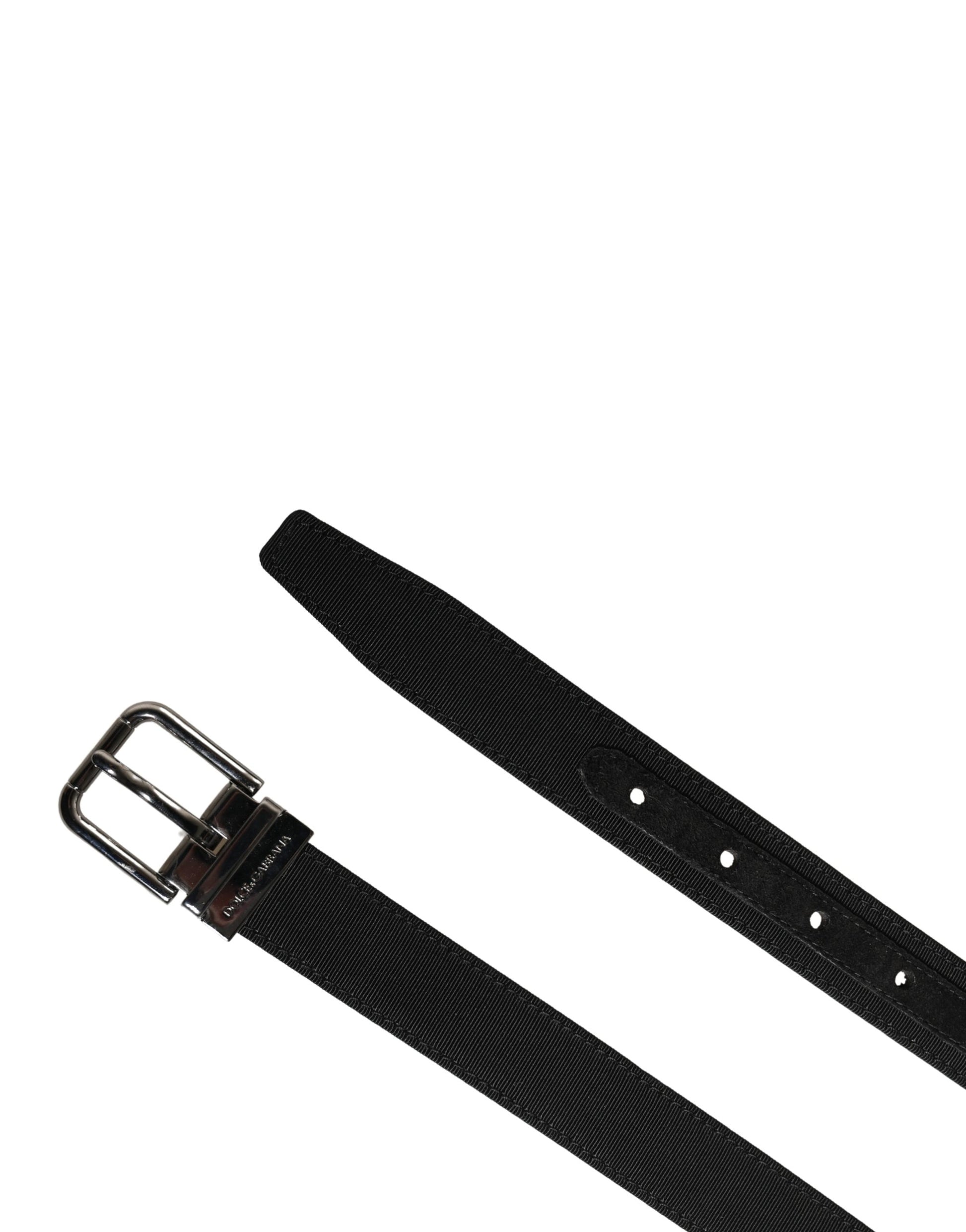Dolce & Gabbana Men Black Viscose Leather Metal Buckle Belt Dolce & Gabbana