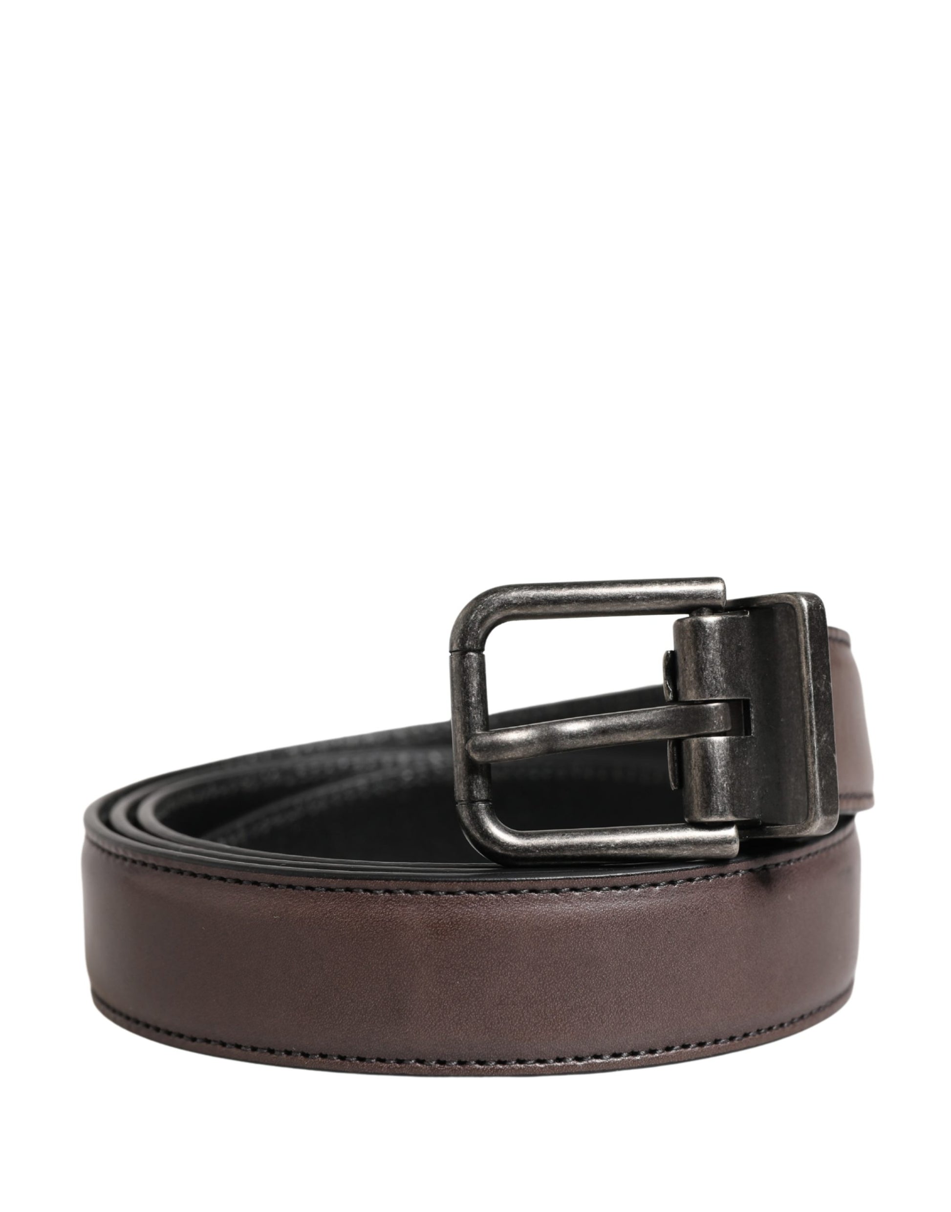 Dolce & Gabbana Men Brown Classic Leather Metal Buckle Belt Dolce & Gabbana