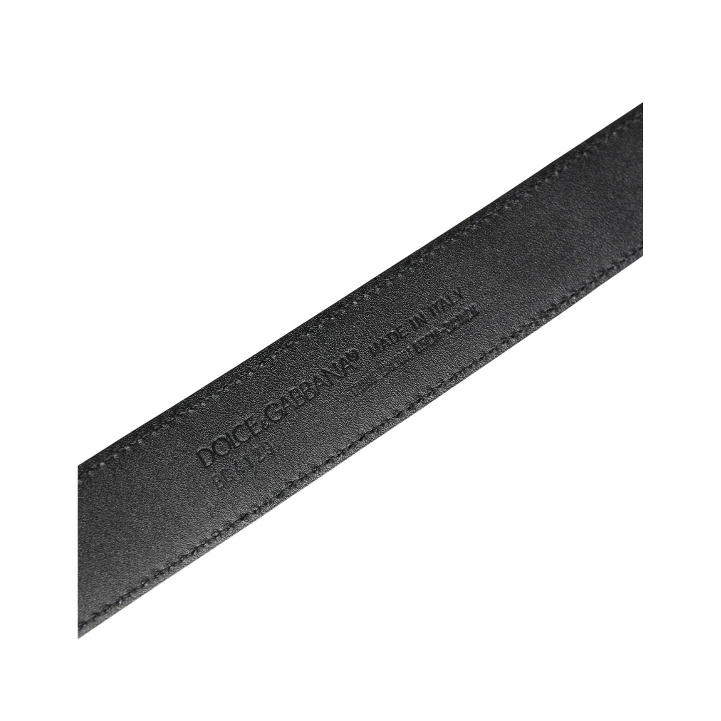 Dolce & Gabbana Men Black Exotic Leather Logo Buckle Belt