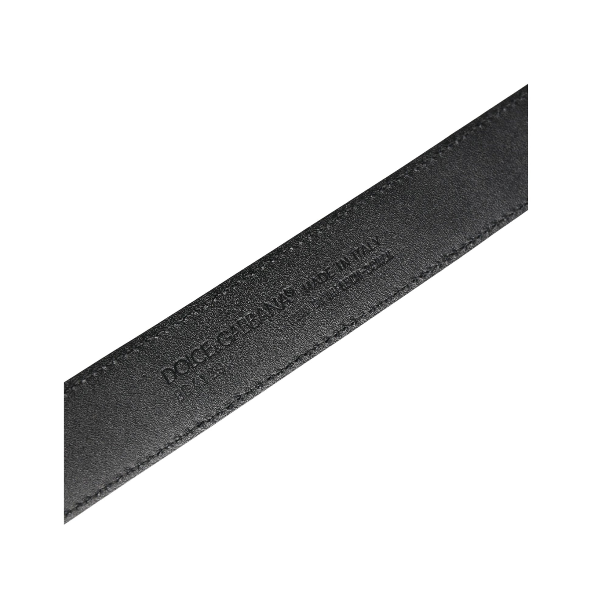 Dolce & Gabbana Men Black Exotic Leather Logo Buckle Belt