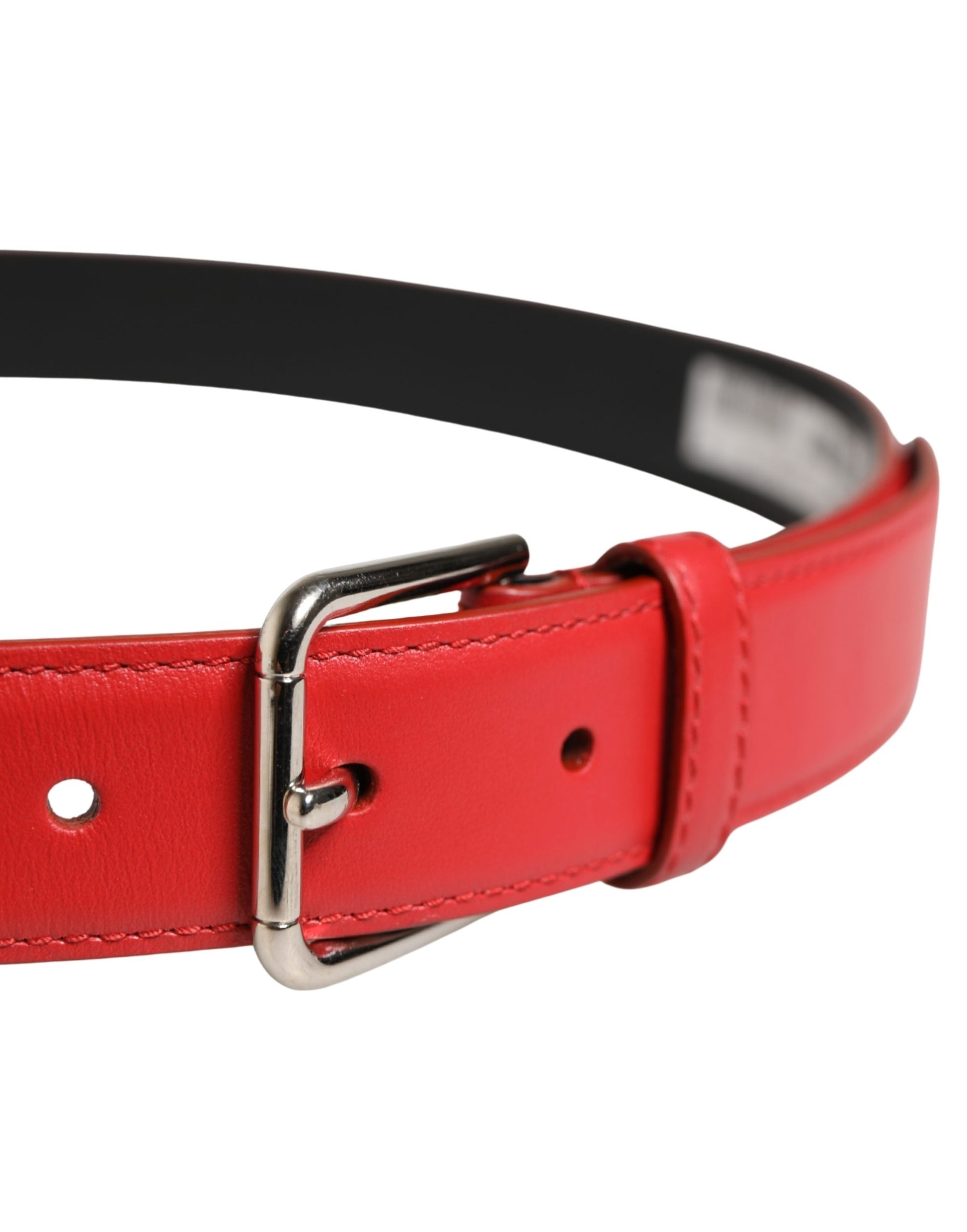Dolce & Gabbana Men Beige Red Woven Leather Metal Buckle Belt Dolce & Gabbana