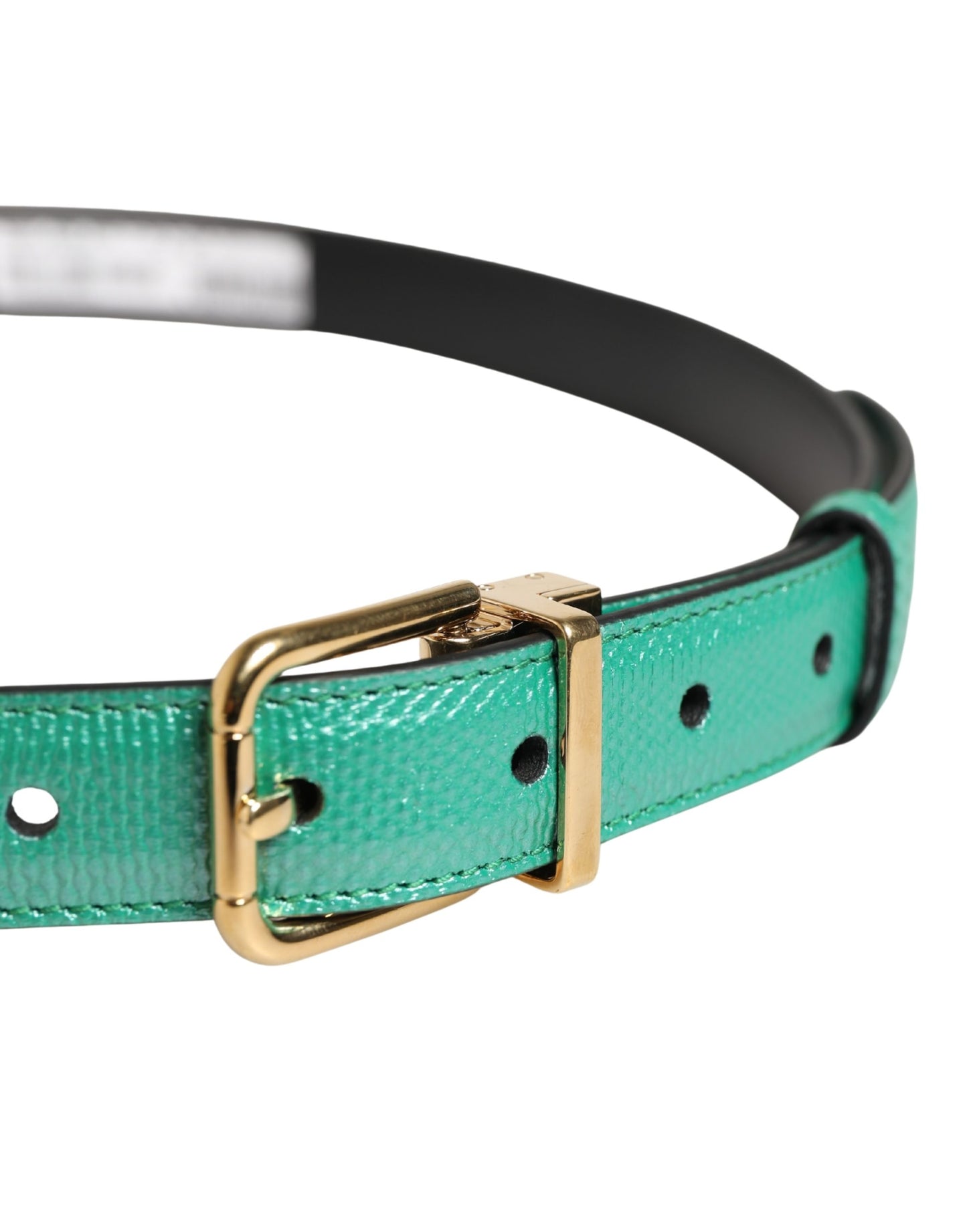Dolce & Gabbana Men Green Classic Leather Metal Buckle Belt Dolce & Gabbana