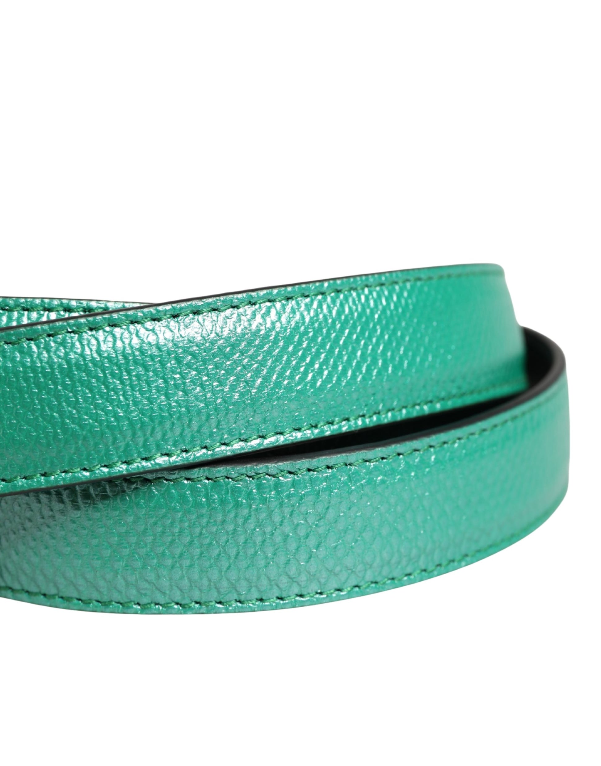 Dolce & Gabbana Men Green Classic Leather Metal Buckle Belt Dolce & Gabbana