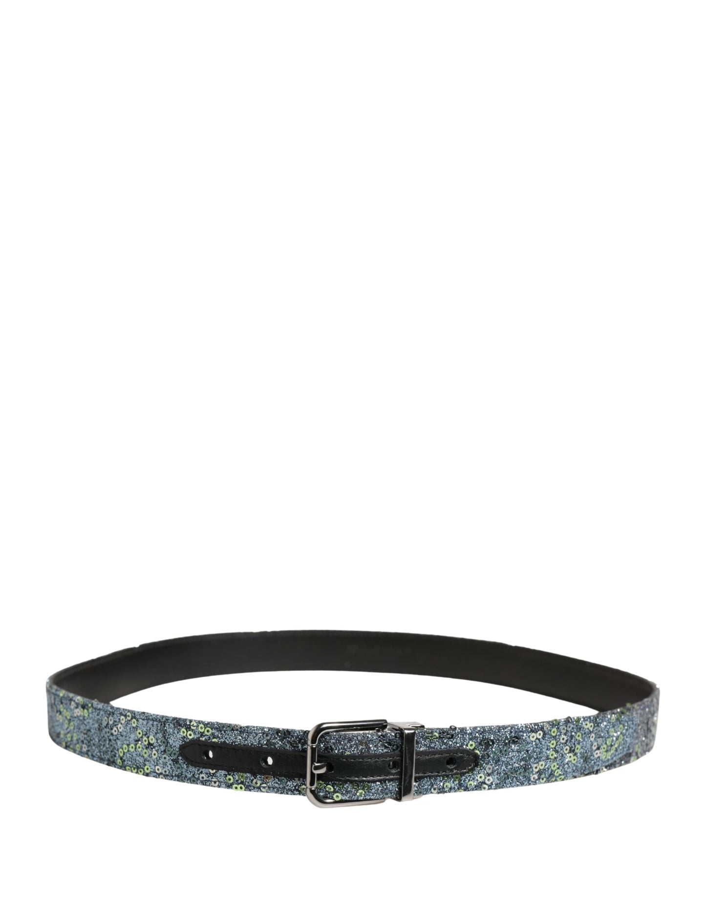 Dolce & Gabbana Men Multicolor Sequin Silver Metal Buckle Belt Dolce & Gabbana