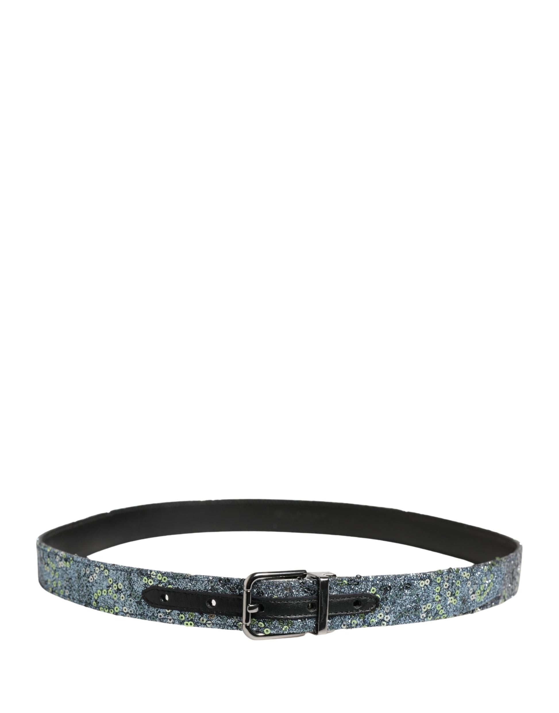 Dolce & Gabbana Men Multicolor Sequin Silver Metal Buckle Belt Dolce & Gabbana