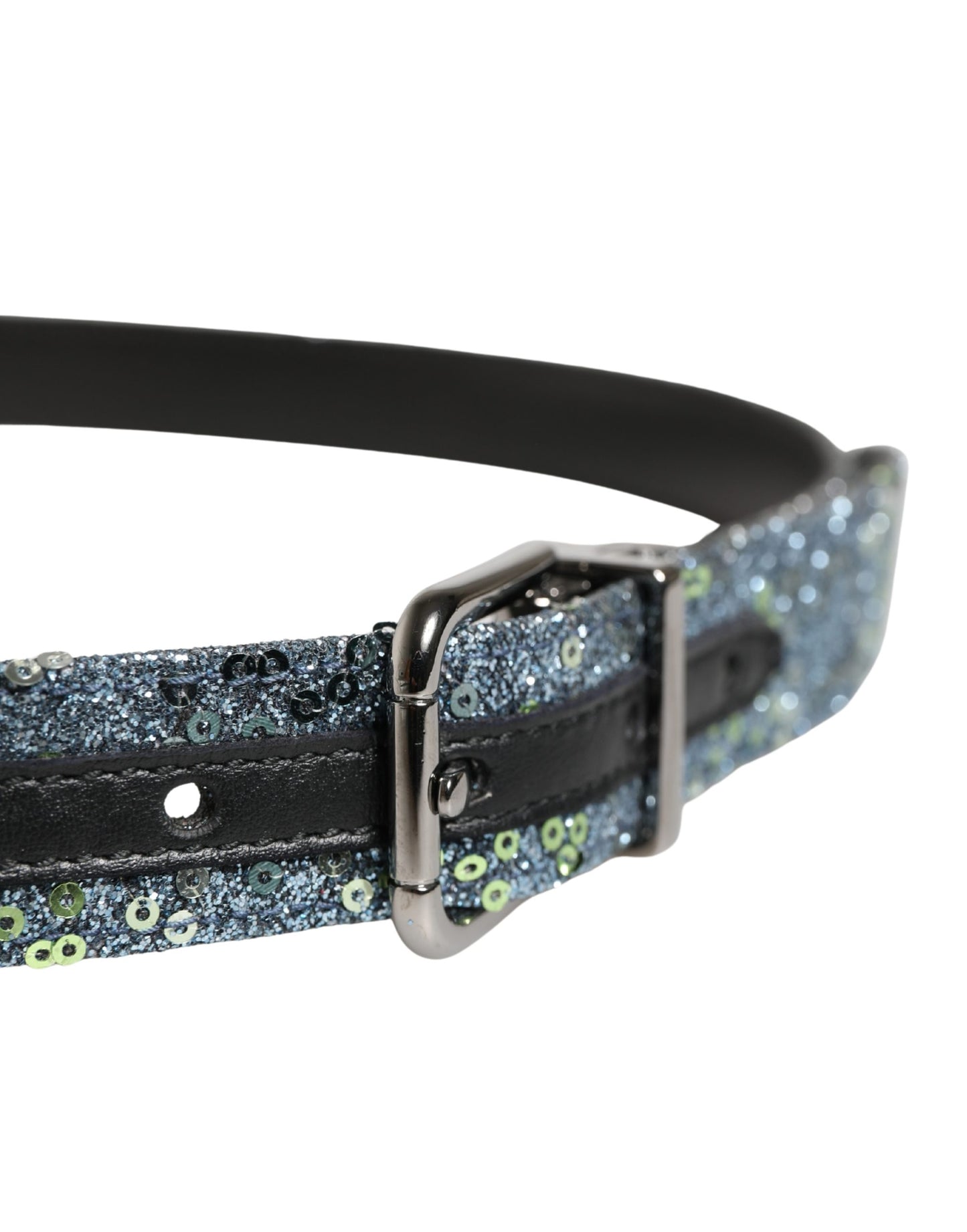Dolce & Gabbana Men Multicolor Sequin Silver Metal Buckle Belt Dolce & Gabbana