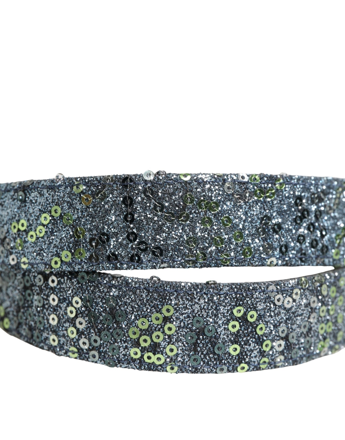 Dolce & Gabbana Men Multicolor Sequin Silver Metal Buckle Belt Dolce & Gabbana